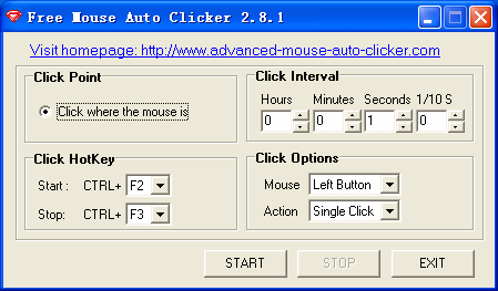 Click to view Free Mouse Auto Clicker 2.8.2 screenshot
